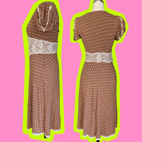 Vintage 90s Betsey Johnson Polka Dot and Lace Dress - Picture 4 of 6